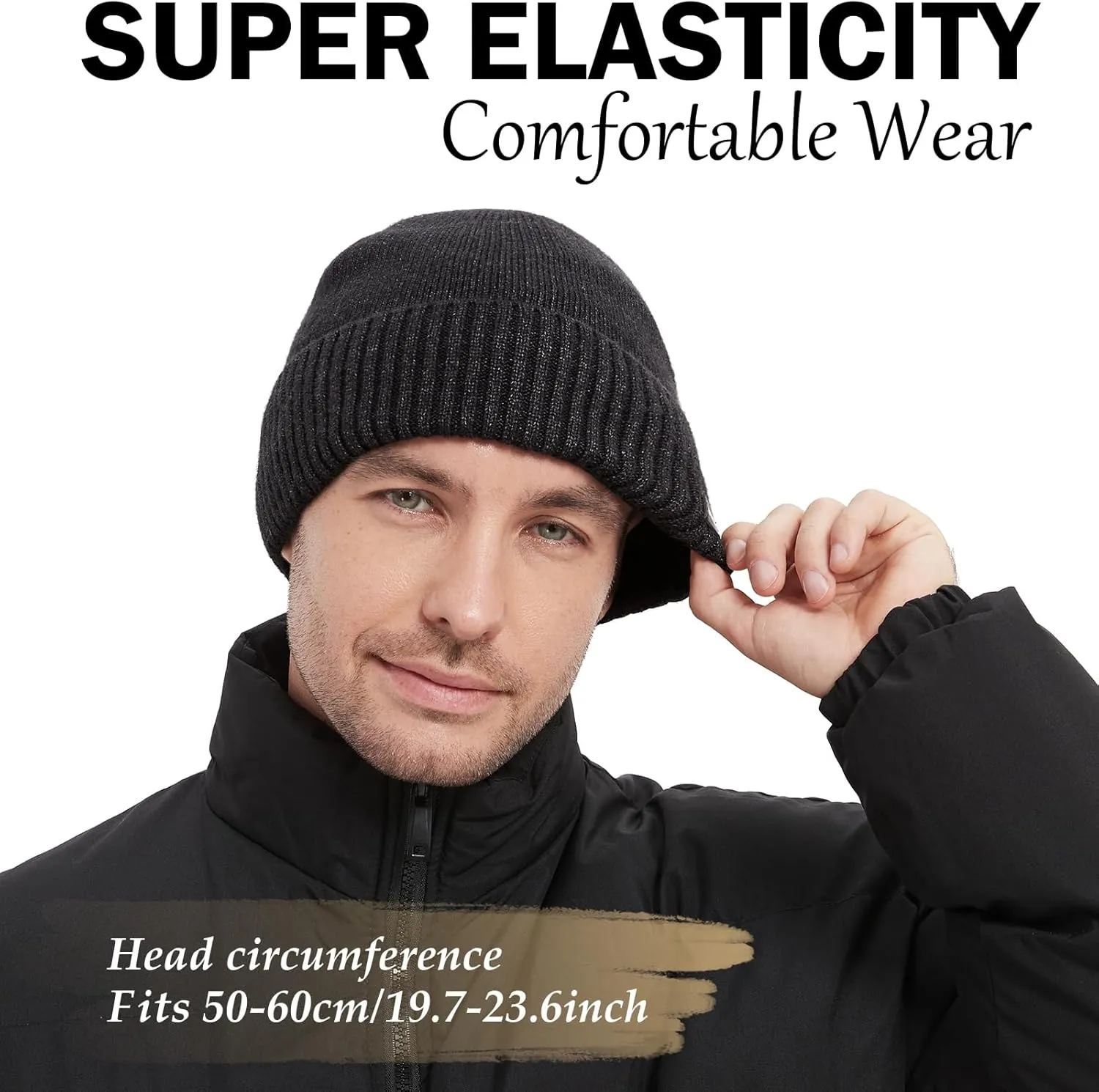 Wmcaps Winter Men Women Fleece Lined Beanie Knitted Hats, Soft Thermal Stocking Skull Caps for Cold Weather Outdoor