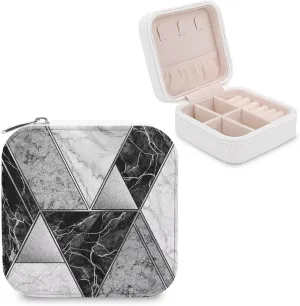 Woman PU Leather Jewelry Box, Small Travel Display Storage Organizer Case Bag Holder for Rings, Earrings, Necklaces, Bracelets