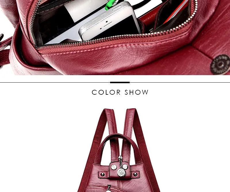 Women Anti-theft Leather Backpack