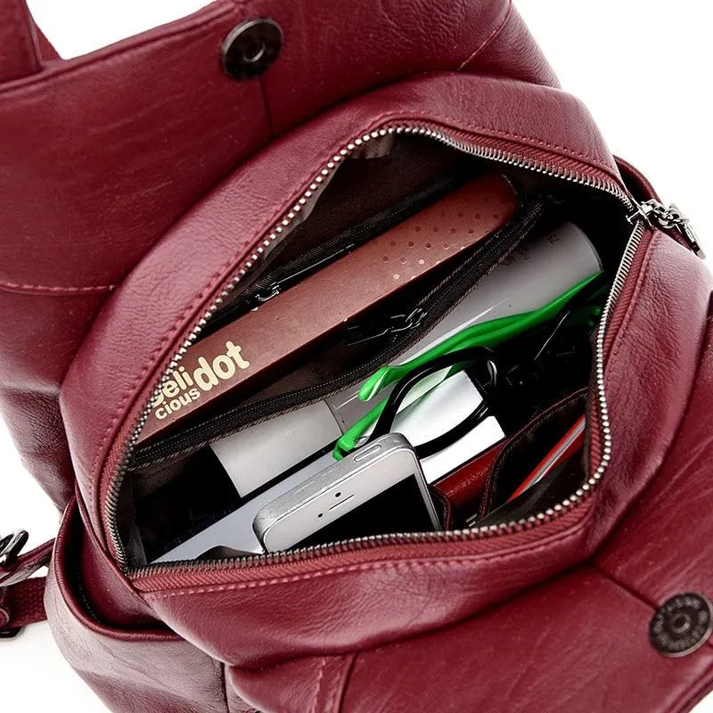 Women Anti-theft Leather Backpack