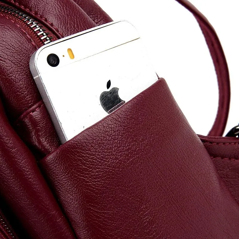 Women Anti-theft Leather Backpack