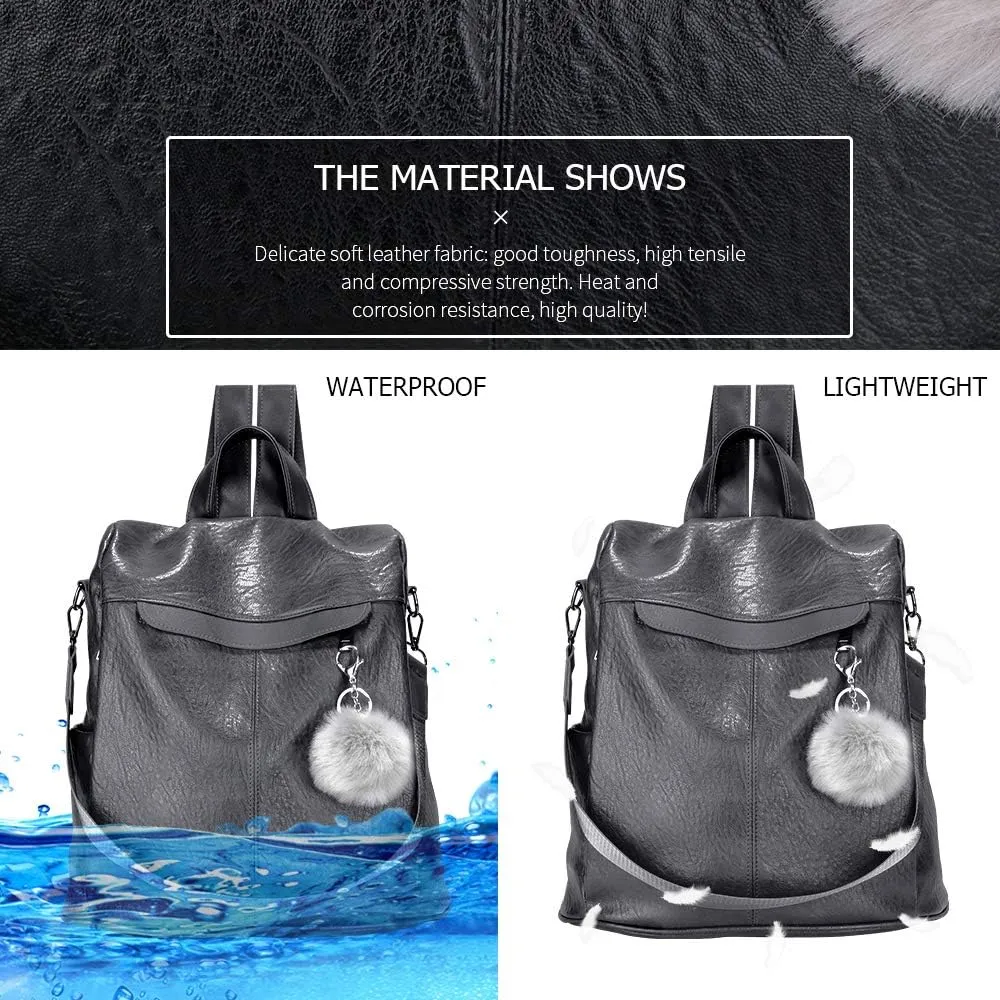 Women Backpack Purse Fashion Waterproof Anti-theft PU Leather Nylon Shoulder Bag Travel Backpack Ladies