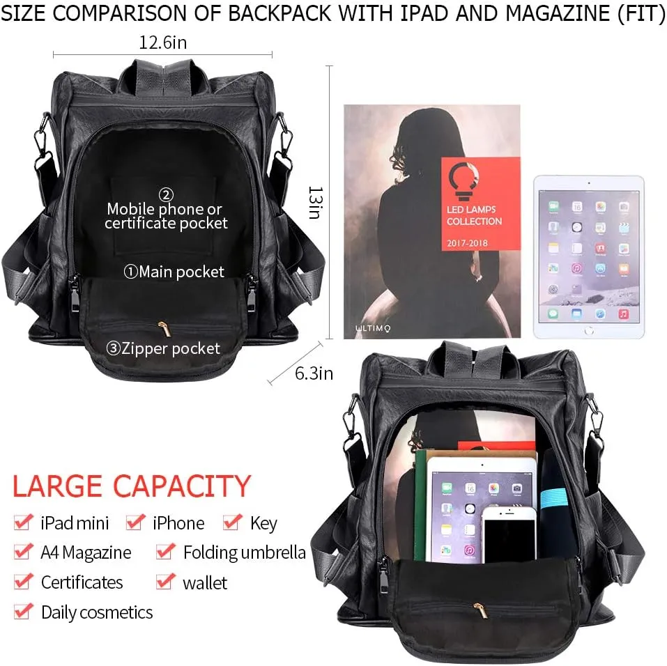 Women Backpack Purse Fashion Waterproof Anti-theft PU Leather Nylon Shoulder Bag Travel Backpack Ladies