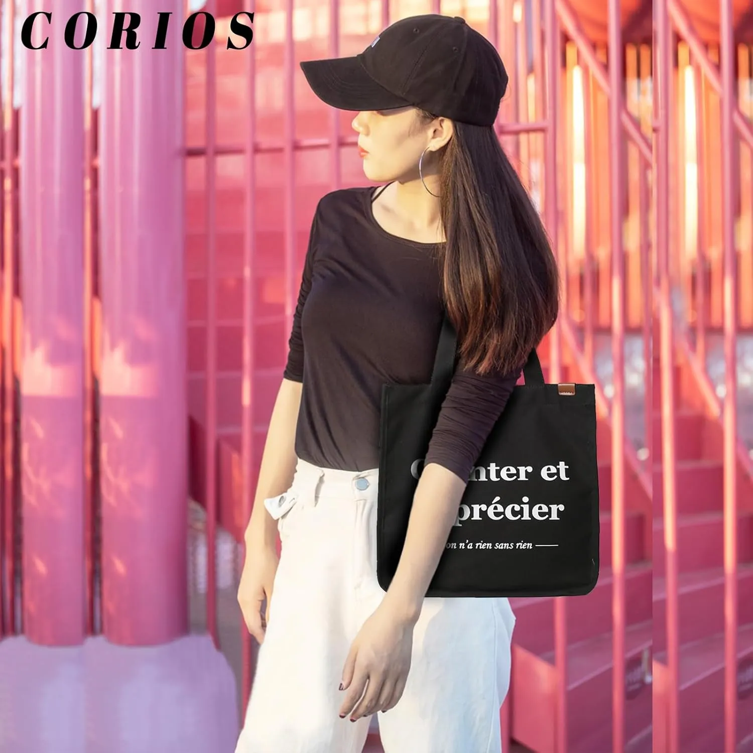 Women Canvas Handbag Large Capacity Shoulder Bag Multi-Pockets Top Handle Bag Chic Bag Casual Hobo Bag Tote Bag
