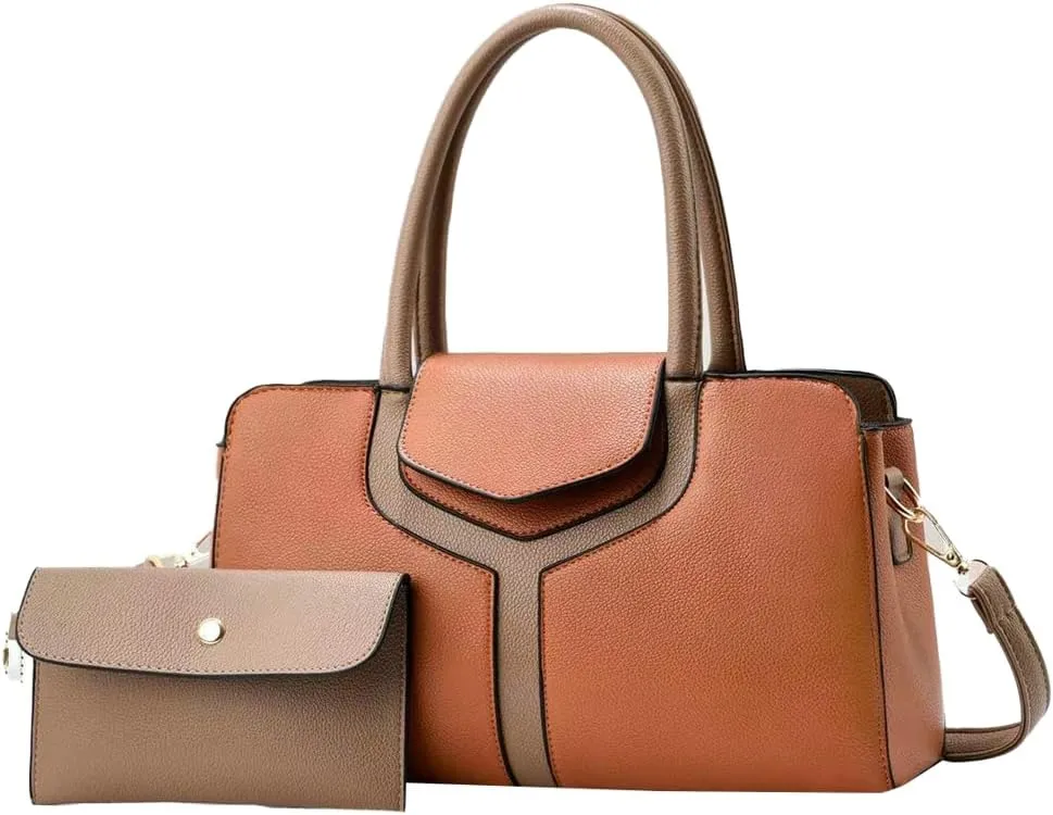 Women Leather Top Handle Bag Stylish Purses and Handbags Small Totes Satchel Shoulder Bag for Office Travel