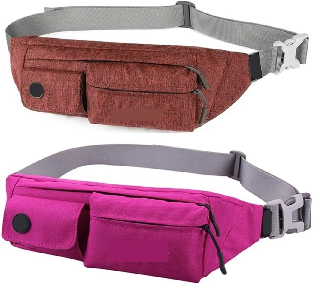 Women Men resist Small Waist Pouch Slim Belt Bag with 4 Pockets Running Travelling Hiking(Rose red)