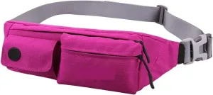 Women Men resist Small Waist Pouch Slim Belt Bag with 4 Pockets Running Travelling Hiking(Rose red)