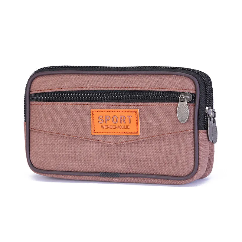 Women's & Men's & Canvas Zipper Running Cell Construction Men's Waist Packs