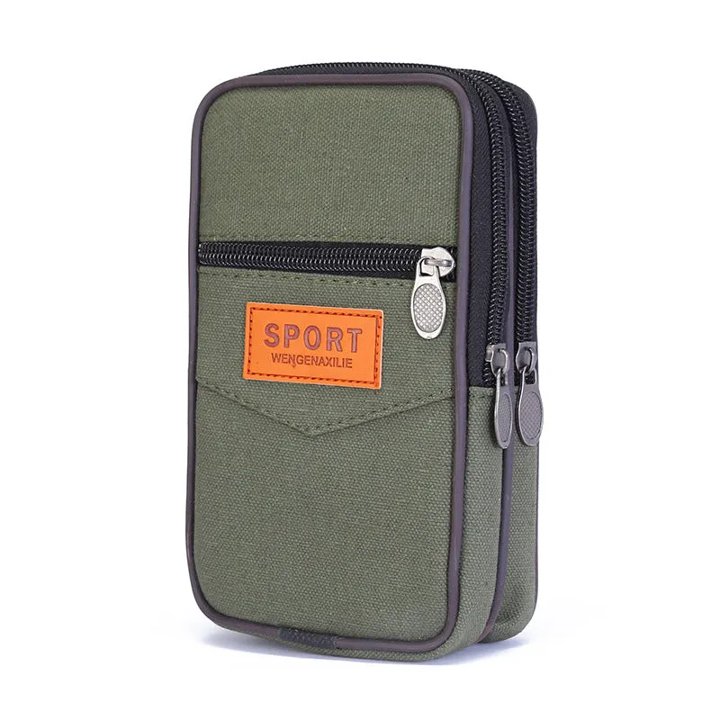Women's & Men's & Canvas Zipper Running Cell Construction Men's Waist Packs