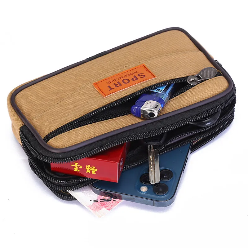 Women's & Men's & Canvas Zipper Running Cell Construction Men's Waist Packs