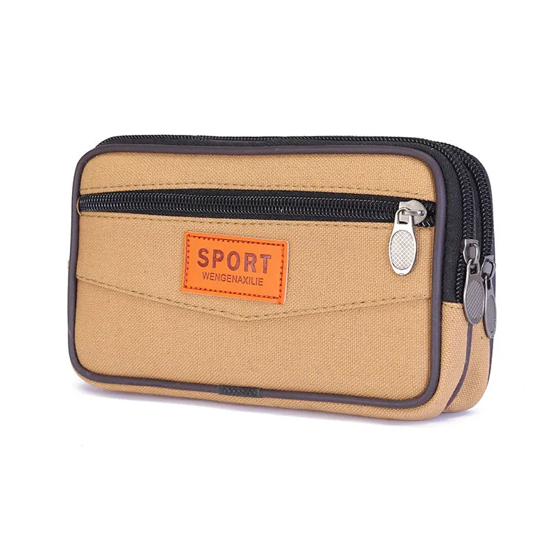 Women's & Men's & Canvas Zipper Running Cell Construction Men's Waist Packs