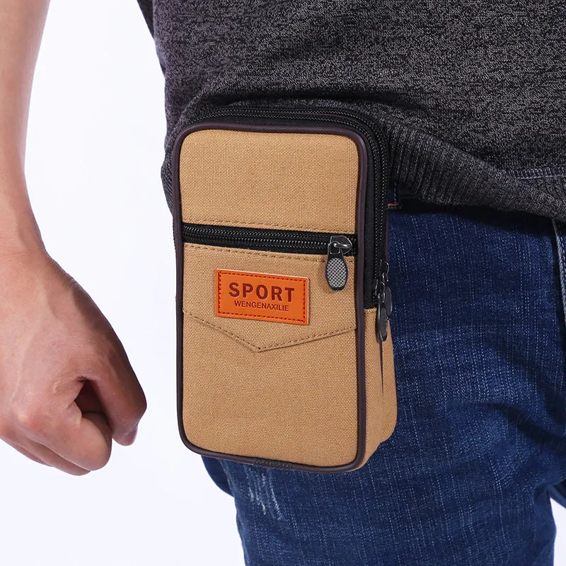 Women's & Men's & Canvas Zipper Running Cell Construction Men's Waist Packs