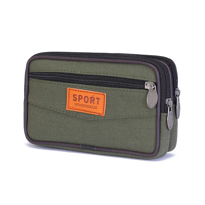 Women's & Men's & Canvas Zipper Running Cell Construction Men's Waist Packs
