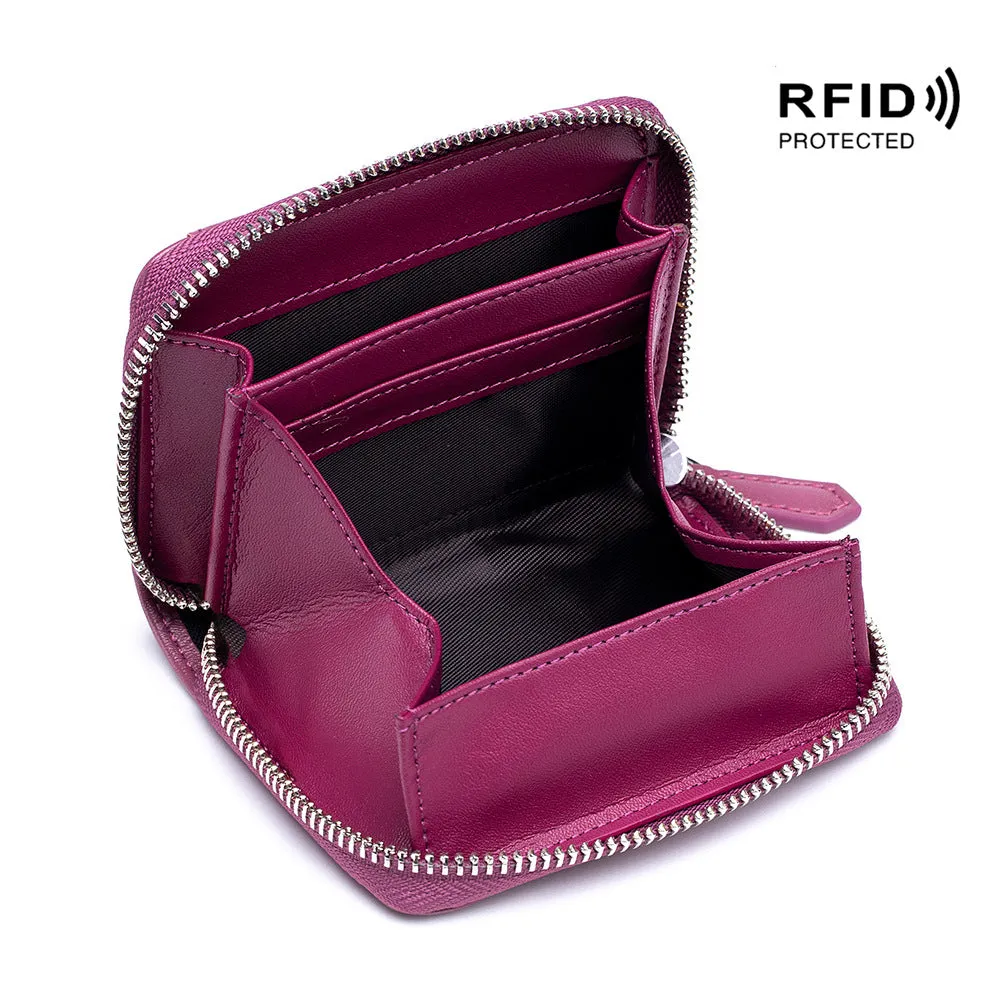 Women's & Men's Style Genuine Leather Swiping And Zipper Storage Coin Purses