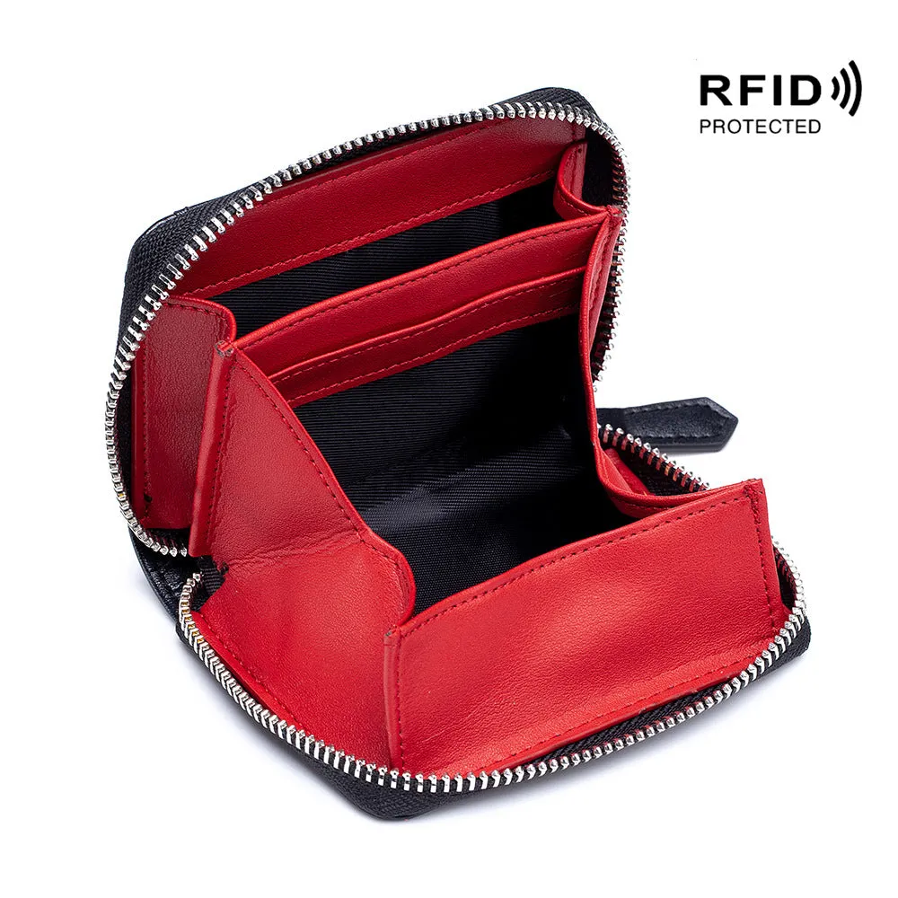 Women's & Men's Style Genuine Leather Swiping And Zipper Storage Coin Purses