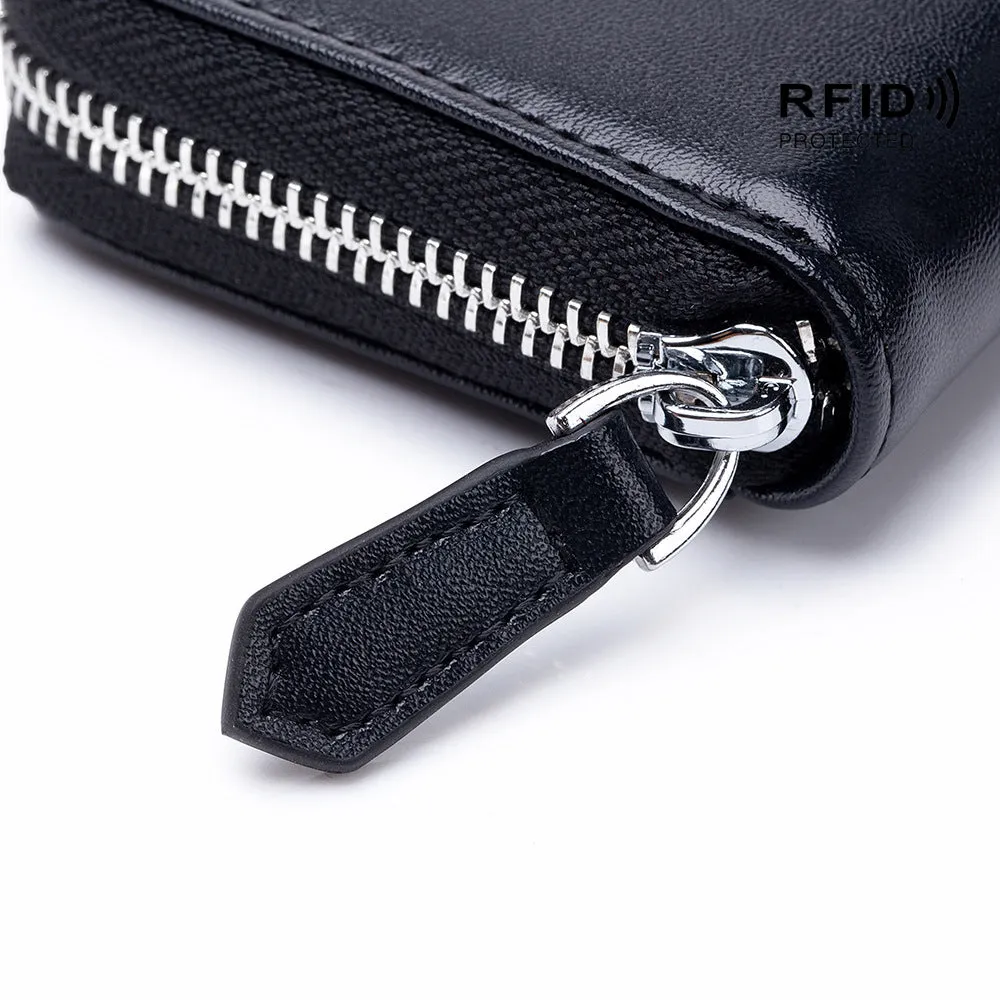 Women's & Men's Style Genuine Leather Swiping And Zipper Storage Coin Purses