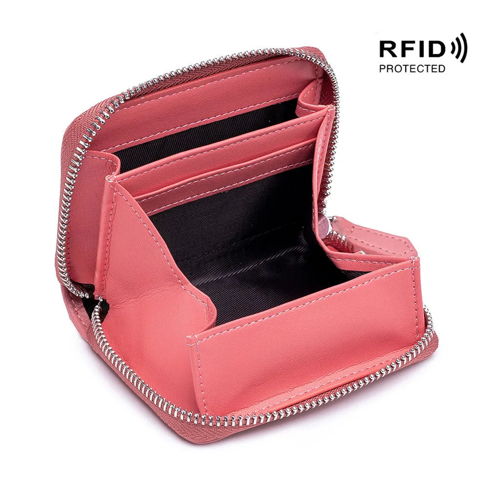Women's & Men's Style Genuine Leather Swiping And Zipper Storage Coin Purses