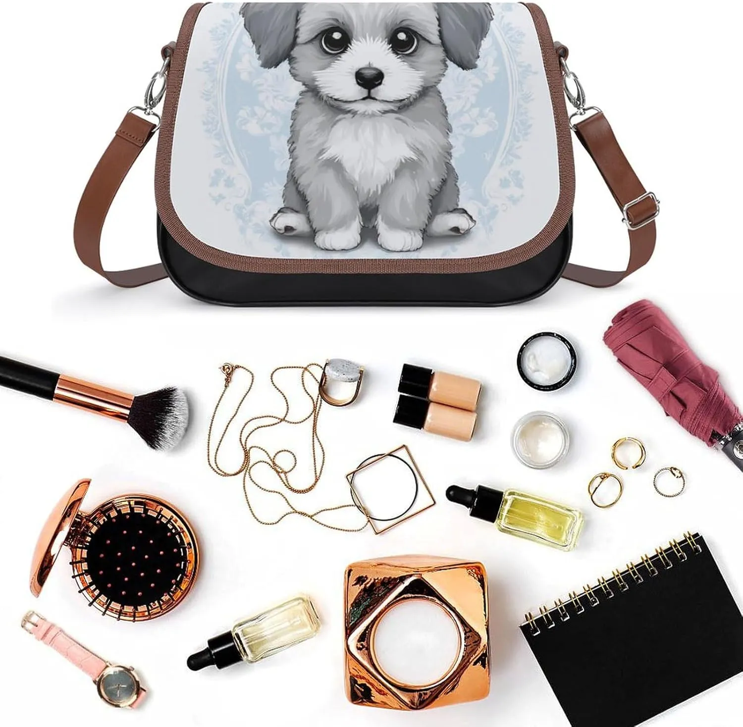 Women's Casual Crossbody Bag, Waterproof Leather Shoulder Purse Handbags for Work Travel