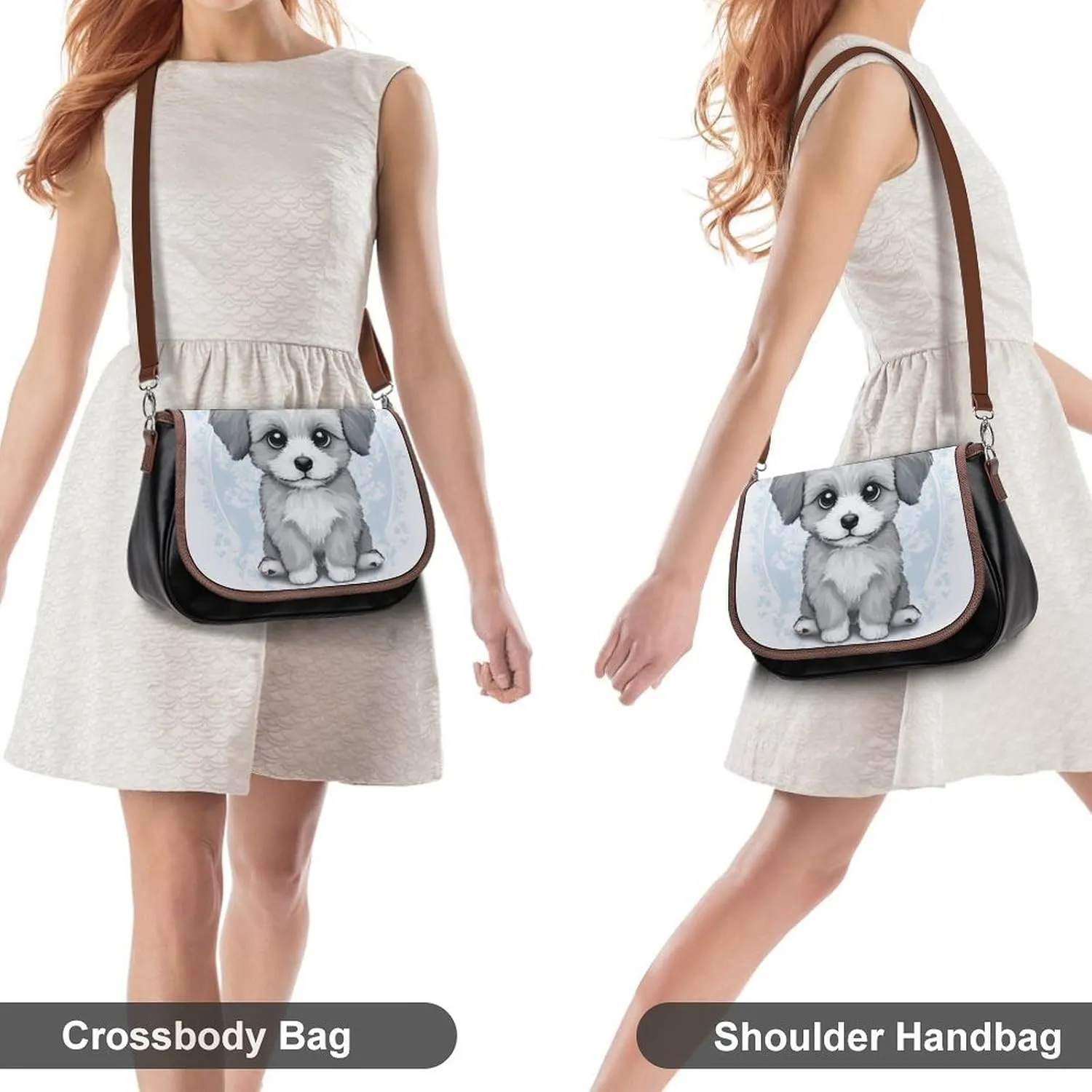 Women's Casual Crossbody Bag, Waterproof Leather Shoulder Purse Handbags for Work Travel