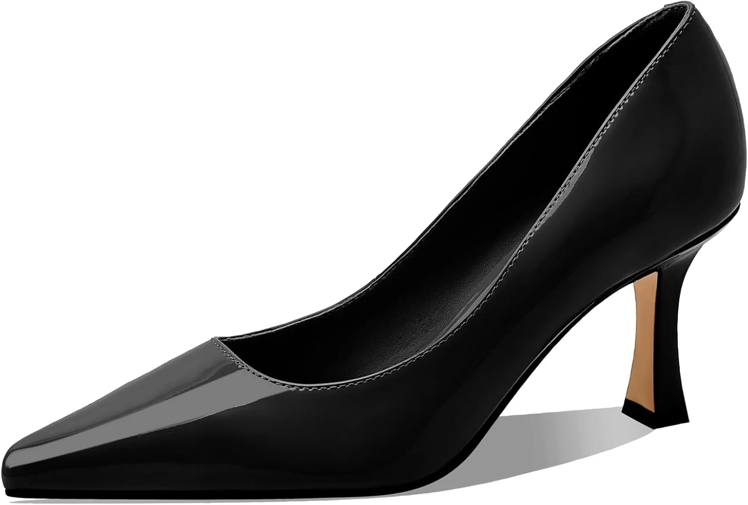 Women's Closed Toe Pointed Pumps Mid High Kitten Heels for Women Dress Shoes Womens Wedding Dressy Shoes