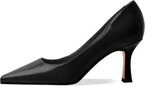 Women's Closed Toe Pointed Pumps Mid High Kitten Heels for Women Dress Shoes Womens Wedding Dressy Shoes