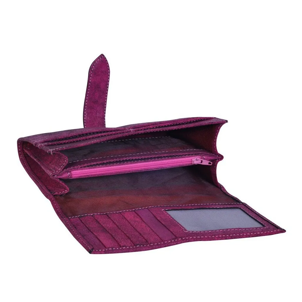 Womens Cutting Edge Pink Leather Textured Purse