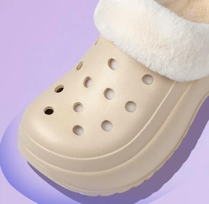 Women's DIY Platform Lined Clogs Removable Lined Clog Winter Warm Wedge Non-Slip Indoor and Outdoor Cozy Clogs Shoes