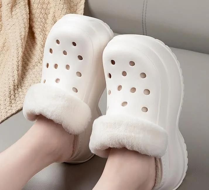 Women's DIY Platform Lined Clogs Removable Lined Clog Winter Warm Wedge Non-Slip Indoor and Outdoor Cozy Clogs Shoes