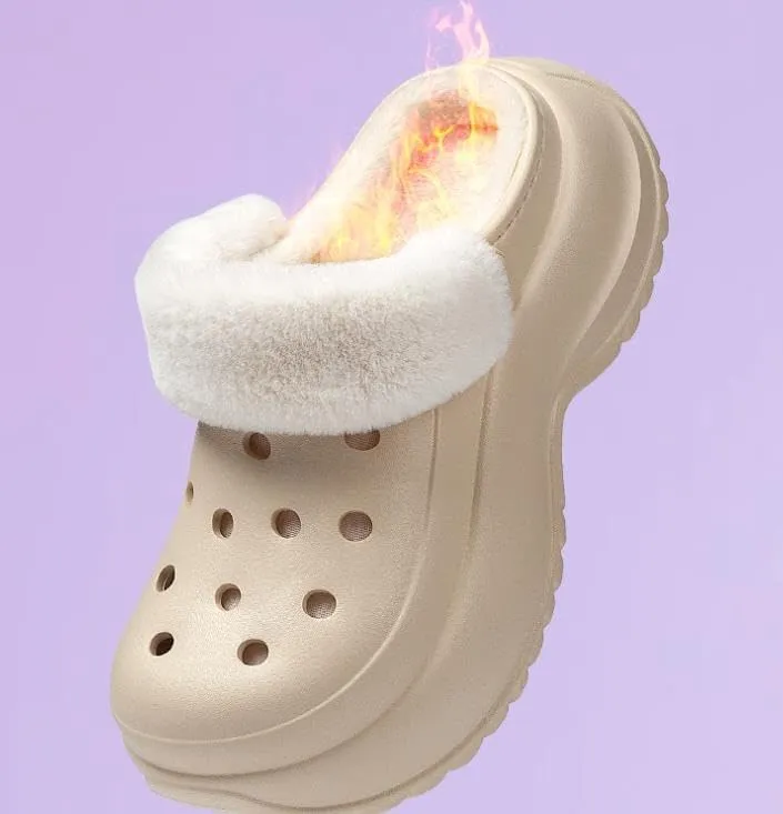 Women's DIY Platform Lined Clogs Removable Lined Clog Winter Warm Wedge Non-Slip Indoor and Outdoor Cozy Clogs Shoes
