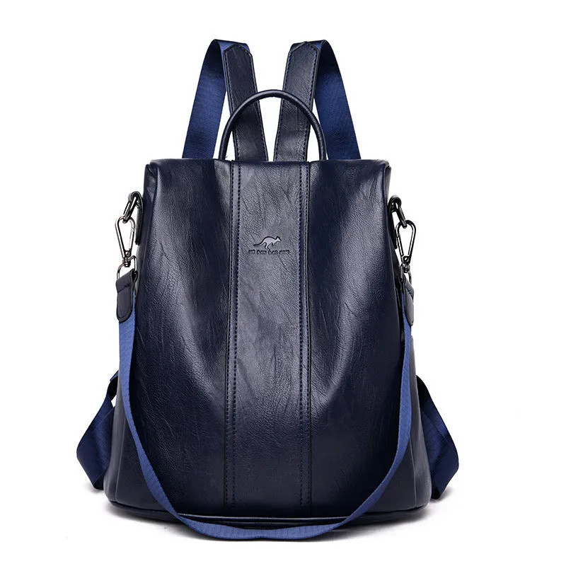 Women's Female Versatile Large Capacity Soft Leather Backpacks