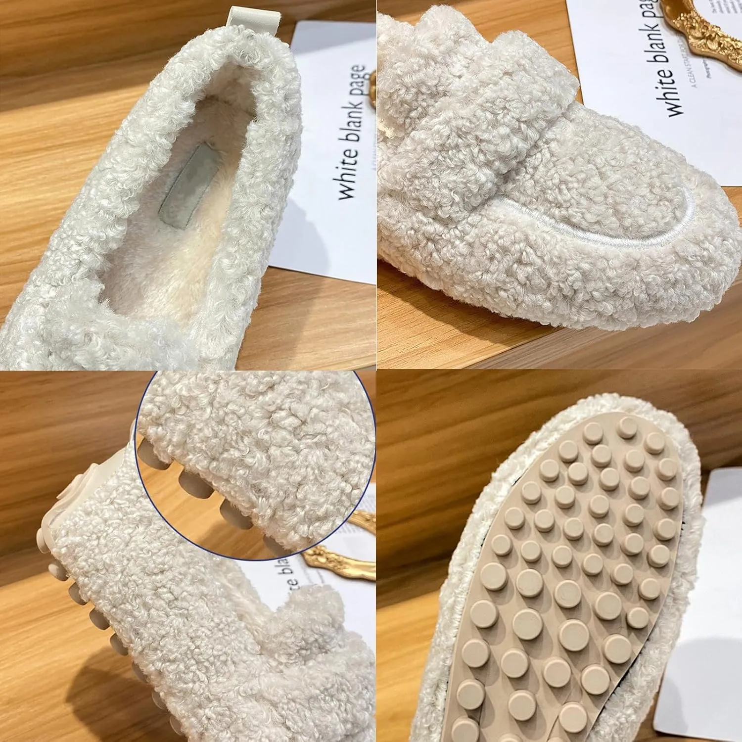 Women's Fuzzy Loafers Warm Faux Fur Cozy Indoor Outdoor Slip On Loafers Shoes Walking Casual Shoes (Black,US 7.5-8)