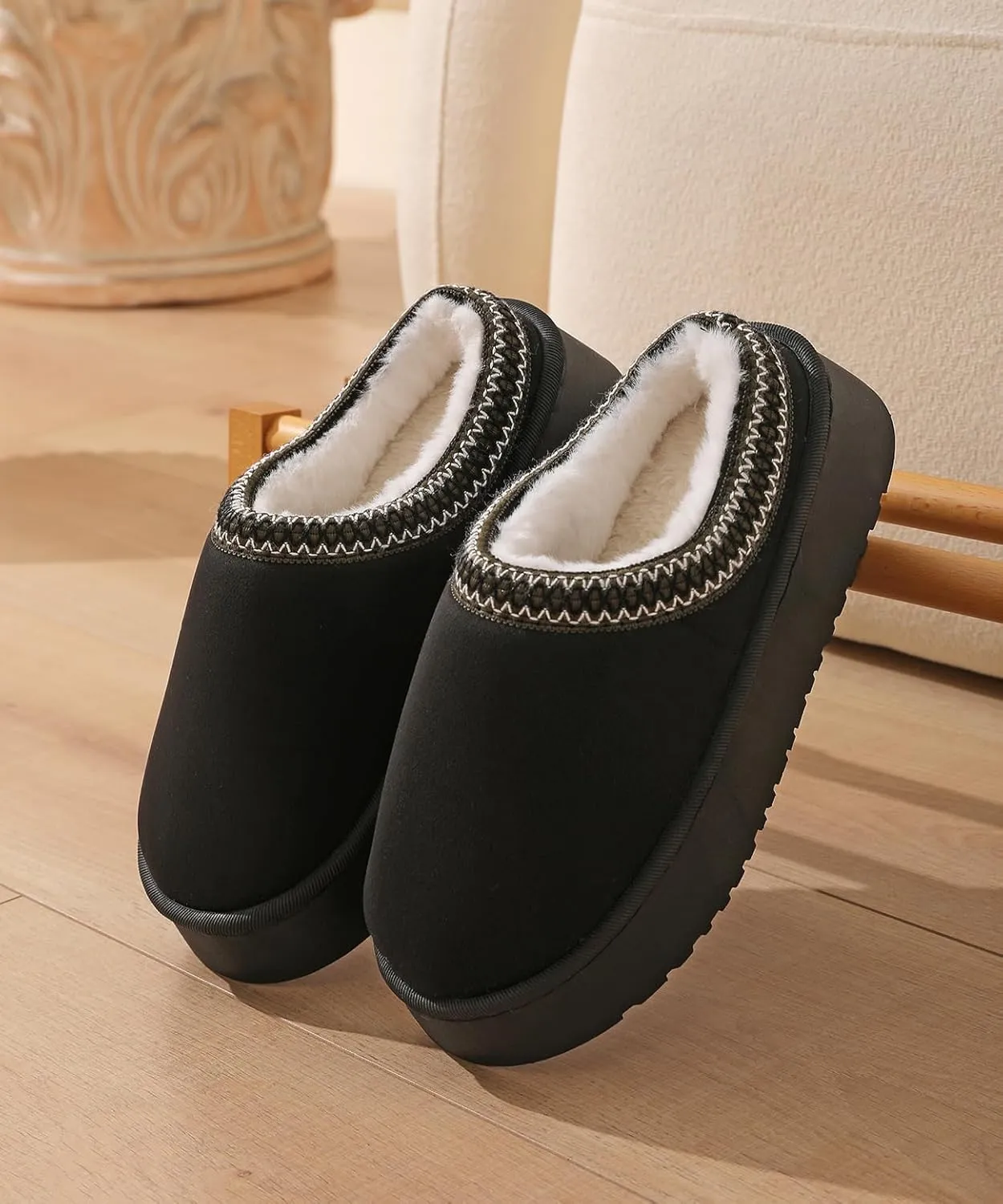 Women's Fuzzy Memory Foam Slippers Lightweight Home Slippers Fluffy Winter House Shoes Indoor and Outdoor