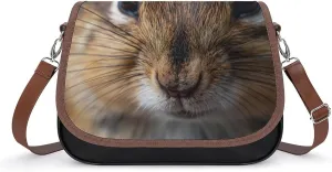 Women's Handbag Chipmunk Cute Animal Satchel Bag Leather Crossbody Bag Waterproof Messenger Bag