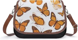 Women's Handbag Monarch Butterflies Satchel Bag Leather Crossbody Bag Waterproof Messenger Bag