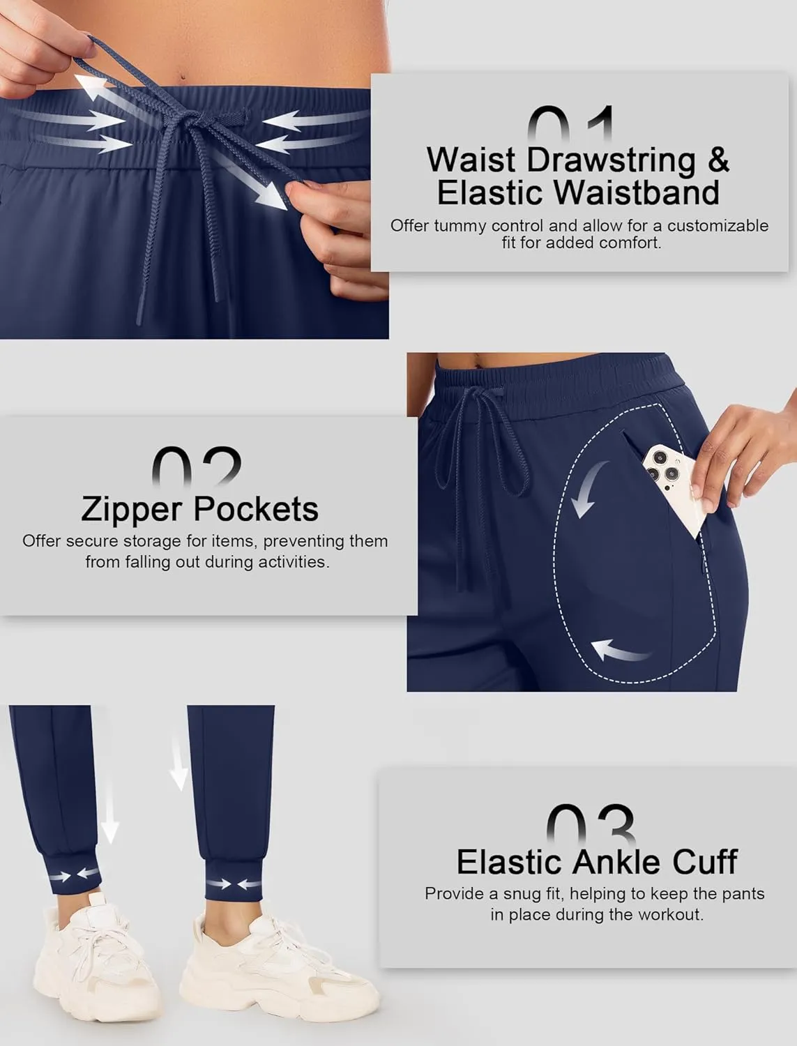 Women's Joggers Pants with Zipper Pockets High Waisted Athletic Drawstring Sweatpants for Lounge Workout Jogging 2024