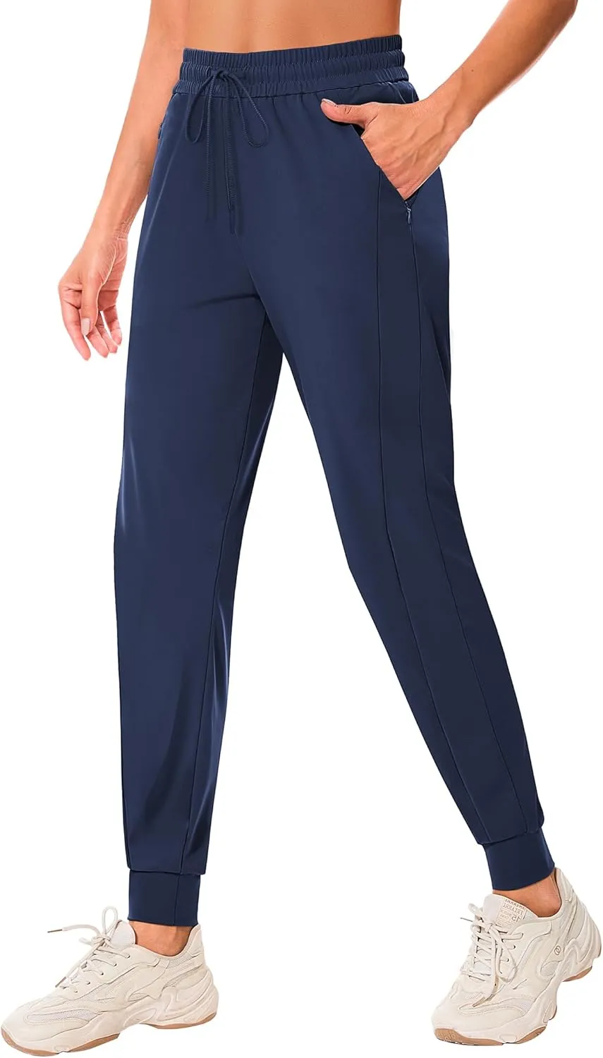 Women's Joggers Pants with Zipper Pockets High Waisted Athletic Drawstring Sweatpants for Lounge Workout Jogging 2024