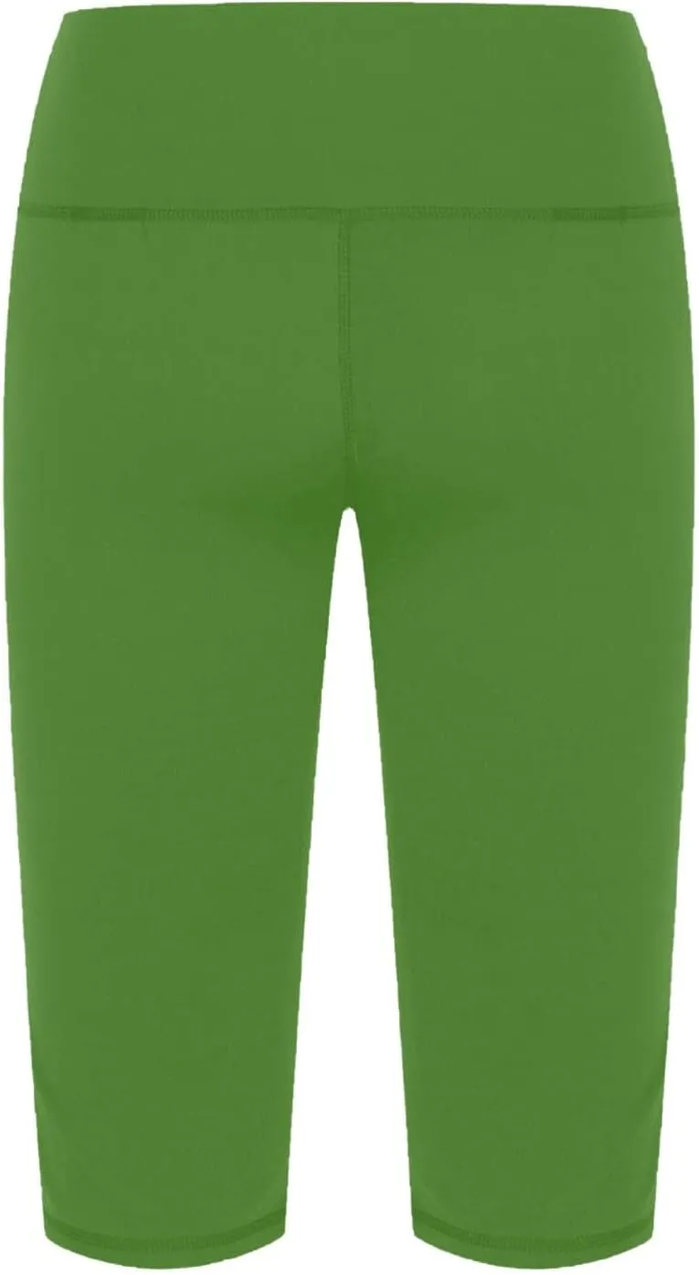 Women's Knee Length Leggings Yoga Capris High Waist Tummy Control Running Athletic Gym Biker Shorts with Pockets