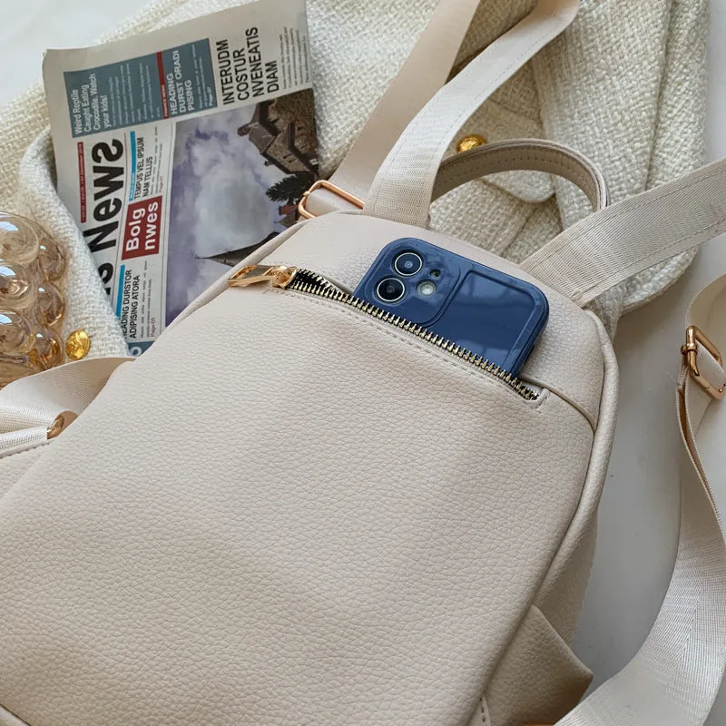 Women's Korean Soft Leather Fashion Artistic Backpacks