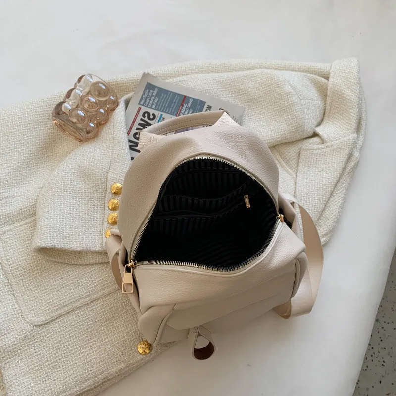 Women's Korean Soft Leather Fashion Artistic Backpacks