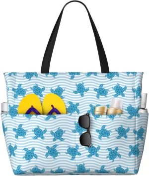 Women's Large Beach Bag Waterproof Travel Tote Bag with Pocket Sandproof Foldable Weekender Bags for Pool Vacation