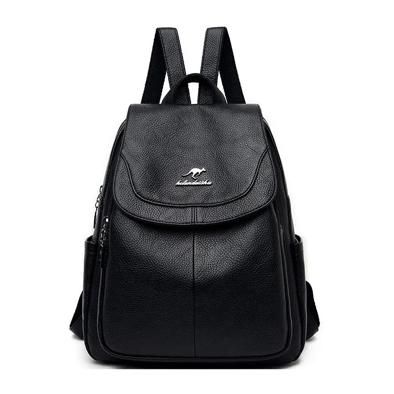 Women's Leather Tactile Feel Fashion Korean Large Backpacks