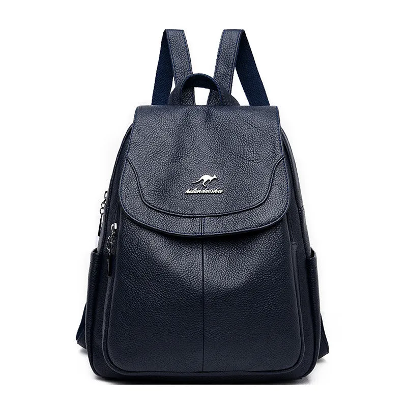 Women's Leather Tactile Feel Fashion Korean Large Backpacks