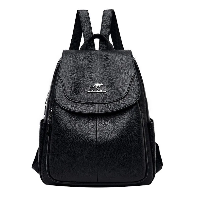 Women's Leather Tactile Feel Fashion Korean Large Backpacks