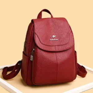 Women's Leather Tactile Feel Fashion Korean Large Backpacks