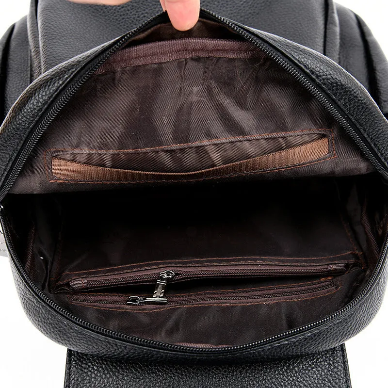 Women's Leather Tactile Feel Fashion Korean Large Backpacks