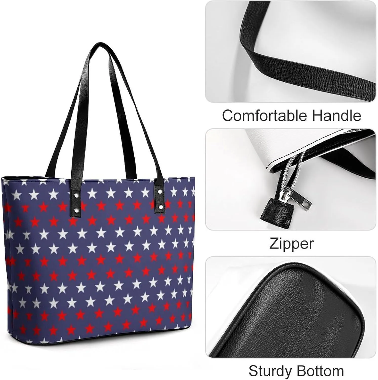 Women's Leather Tote Bag Fashion Handbag for Work Travel Shopping Daily Use Large Capacity Shoulder Purse