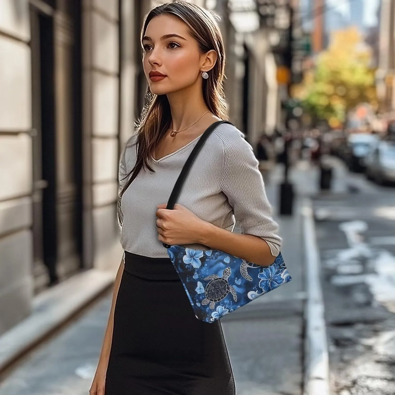 Womens Leather Underarm Shoulder Bag with Zipper Tote Handbag Purse for Work Travel Daily Use