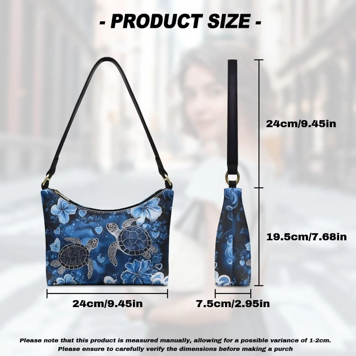 Womens Leather Underarm Shoulder Bag with Zipper Tote Handbag Purse for Work Travel Daily Use