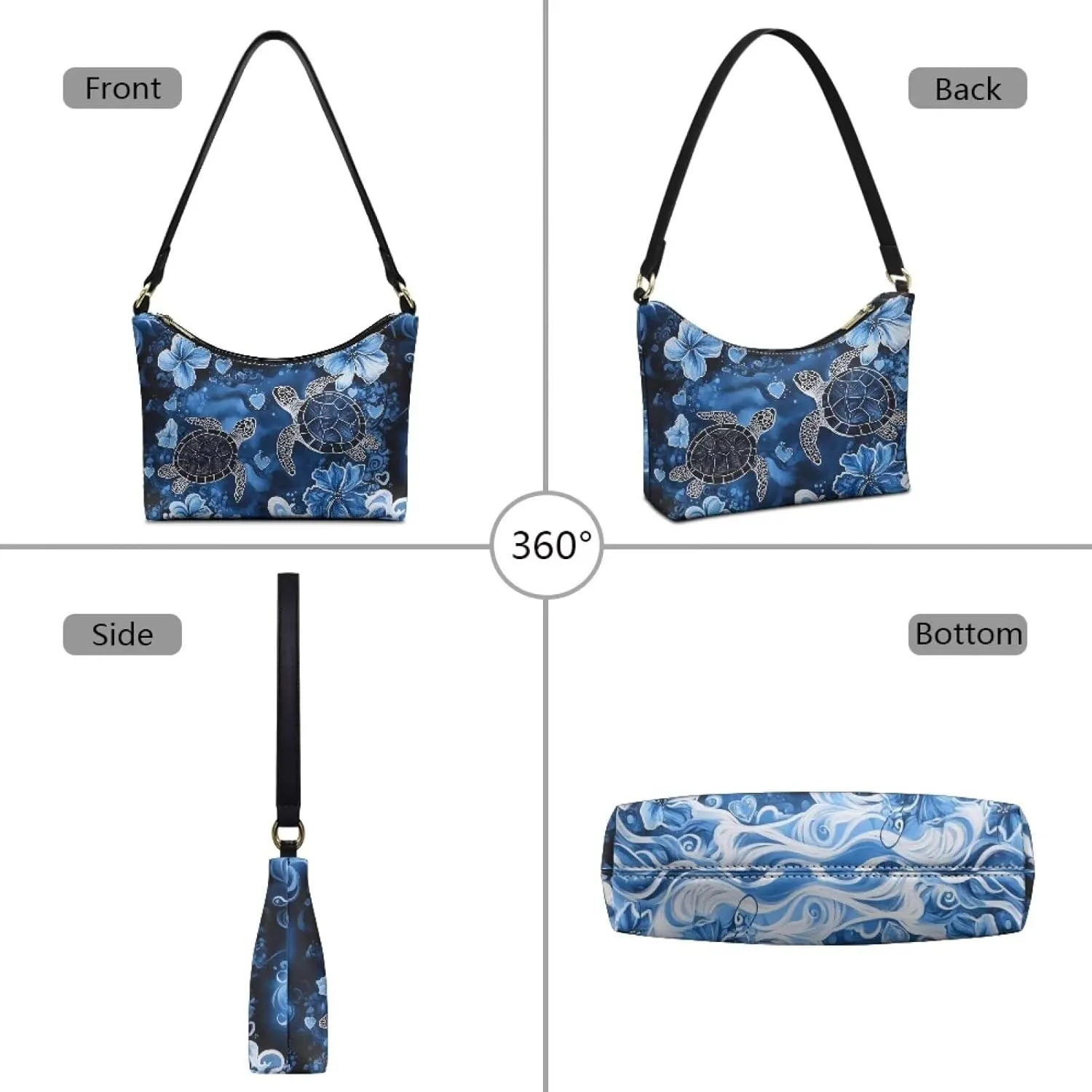Womens Leather Underarm Shoulder Bag with Zipper Tote Handbag Purse for Work Travel Daily Use