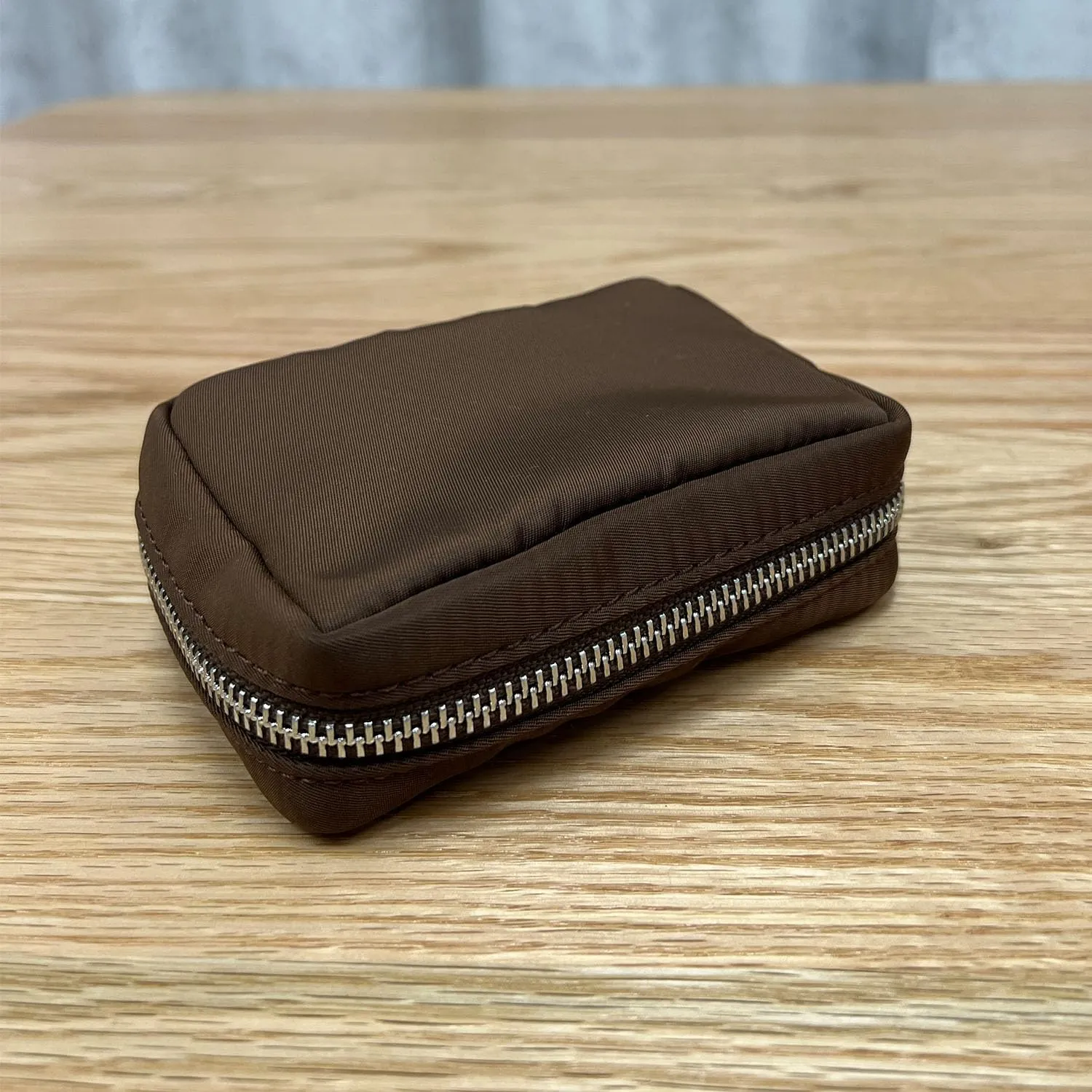 Womens Makeup Bag Wristband Bag Nylon Pouch Lightweight Ideal For Travel And Everyday Use (Nylon/Brown)